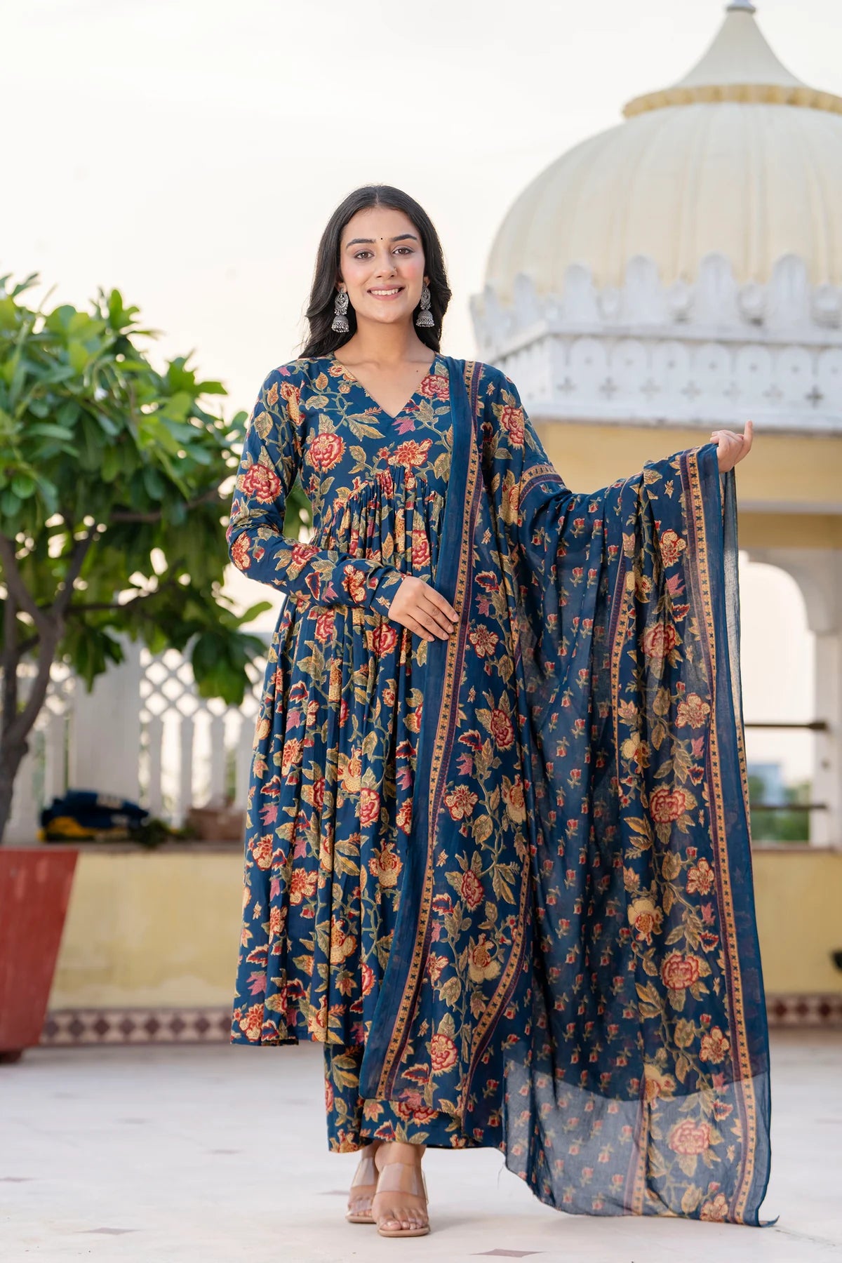 Bagh Suit Set with Full Sleeves & Flared Design