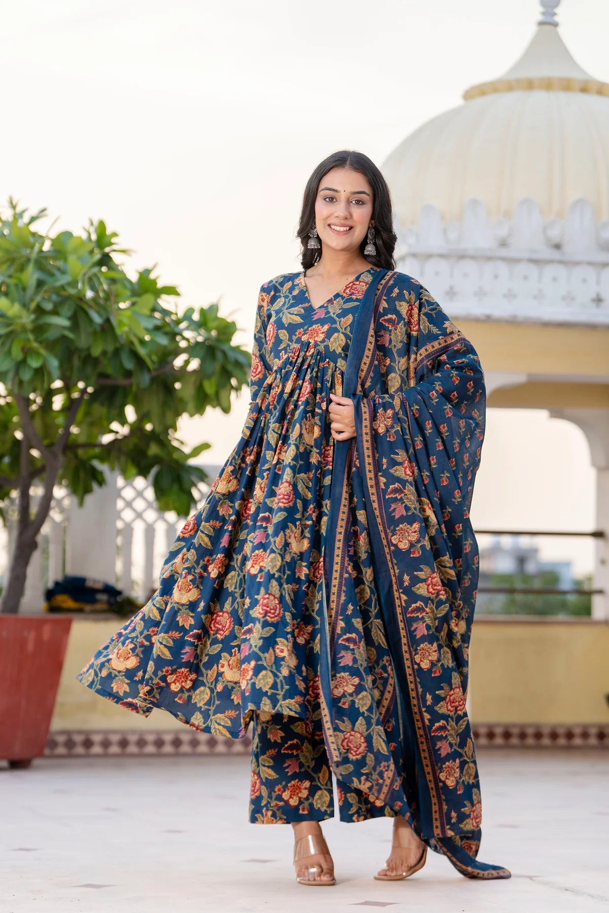 Bagh Suit Set with Full Sleeves & Flared Design