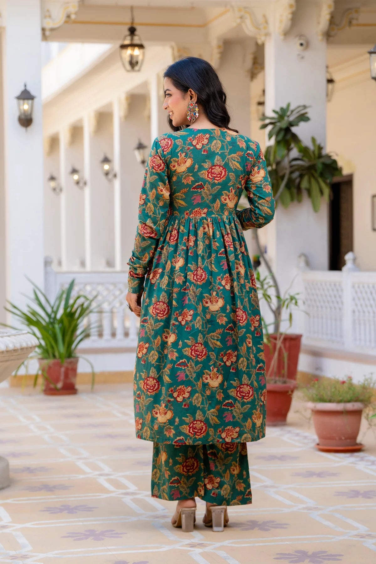 Bagh Suit Set with Full Sleeves & Flared Design