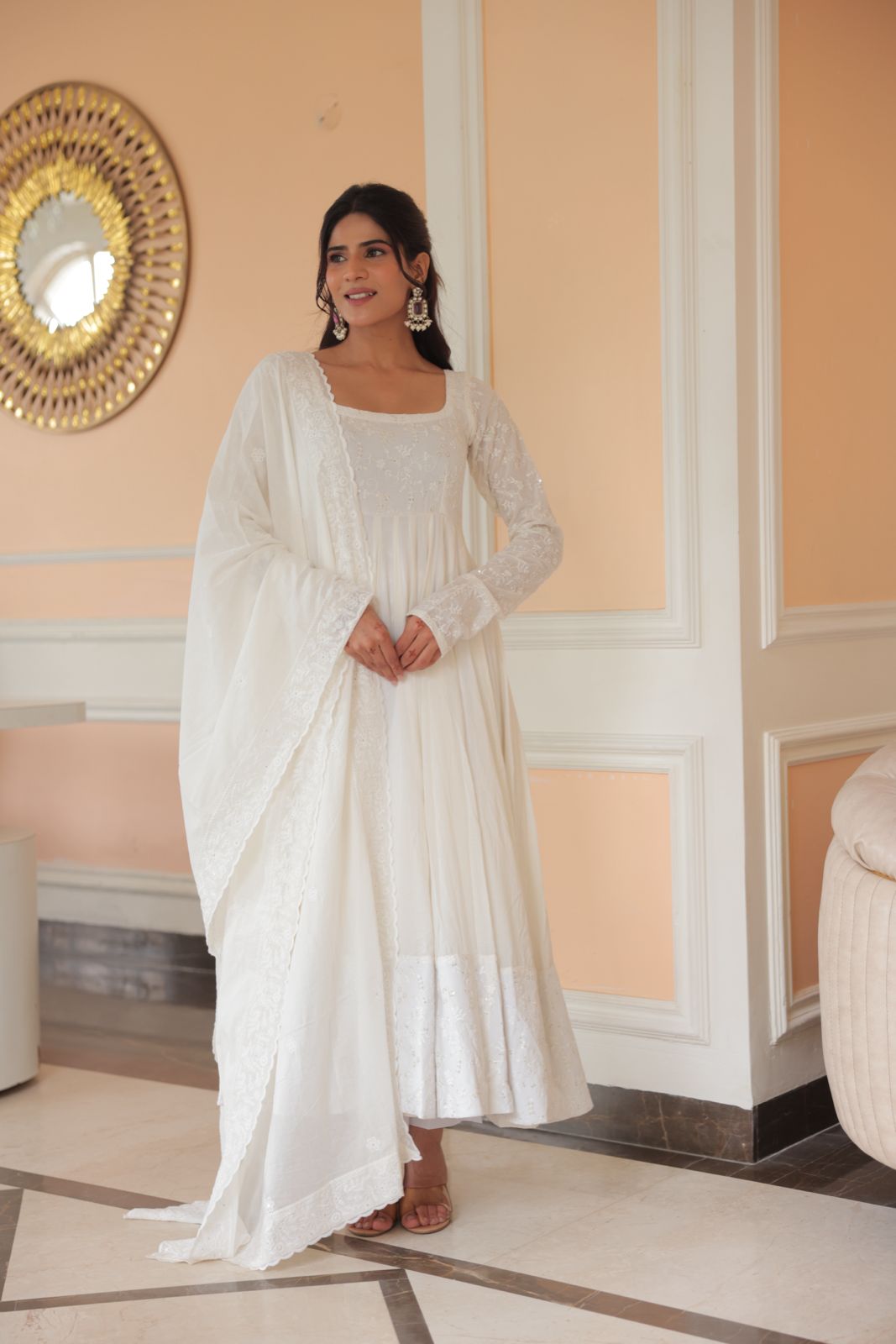 Beautiful Chikankari Fabric Anarkali Dress