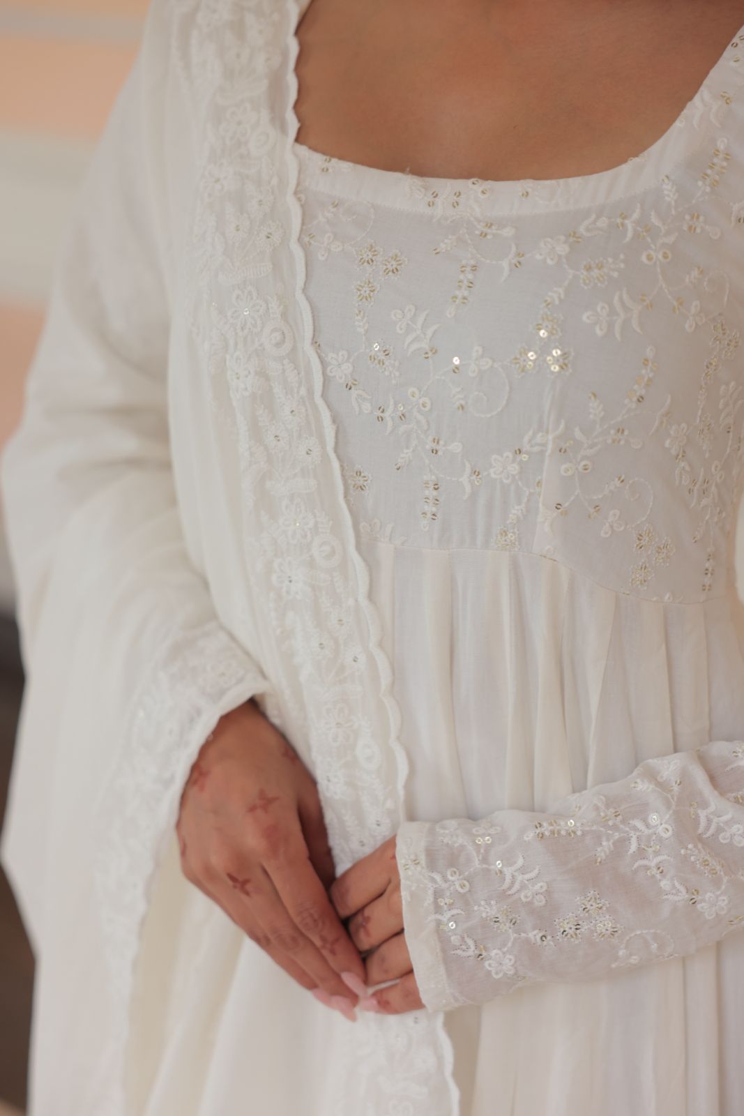 Beautiful Chikankari Fabric Anarkali Dress