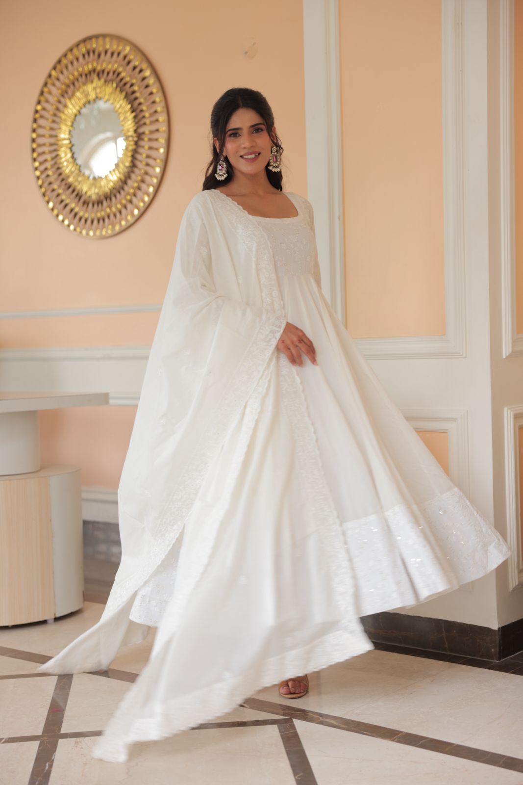 Beautiful Chikankari Fabric Anarkali Dress