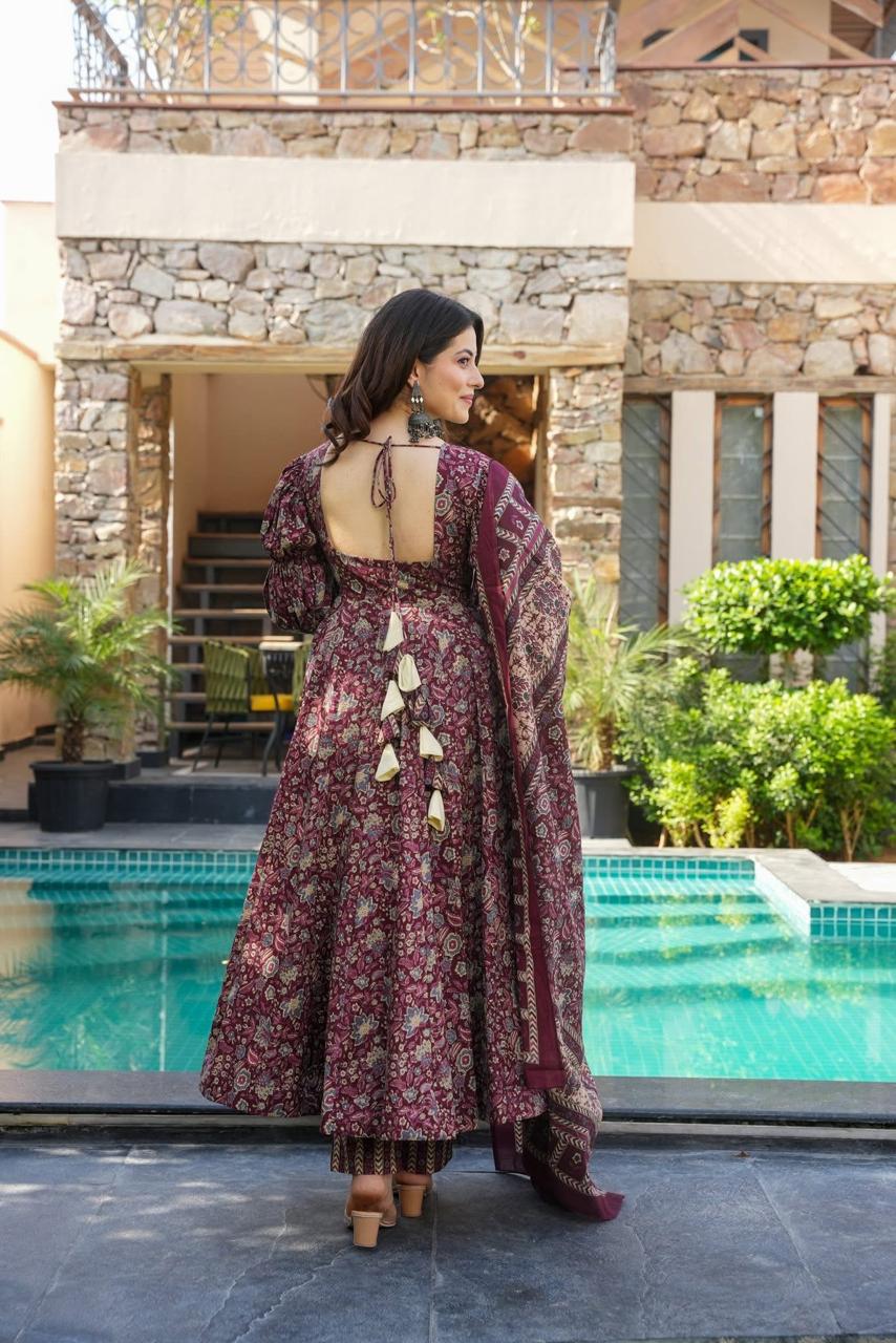 Dark Haven Cotton Anarkali Suit Set