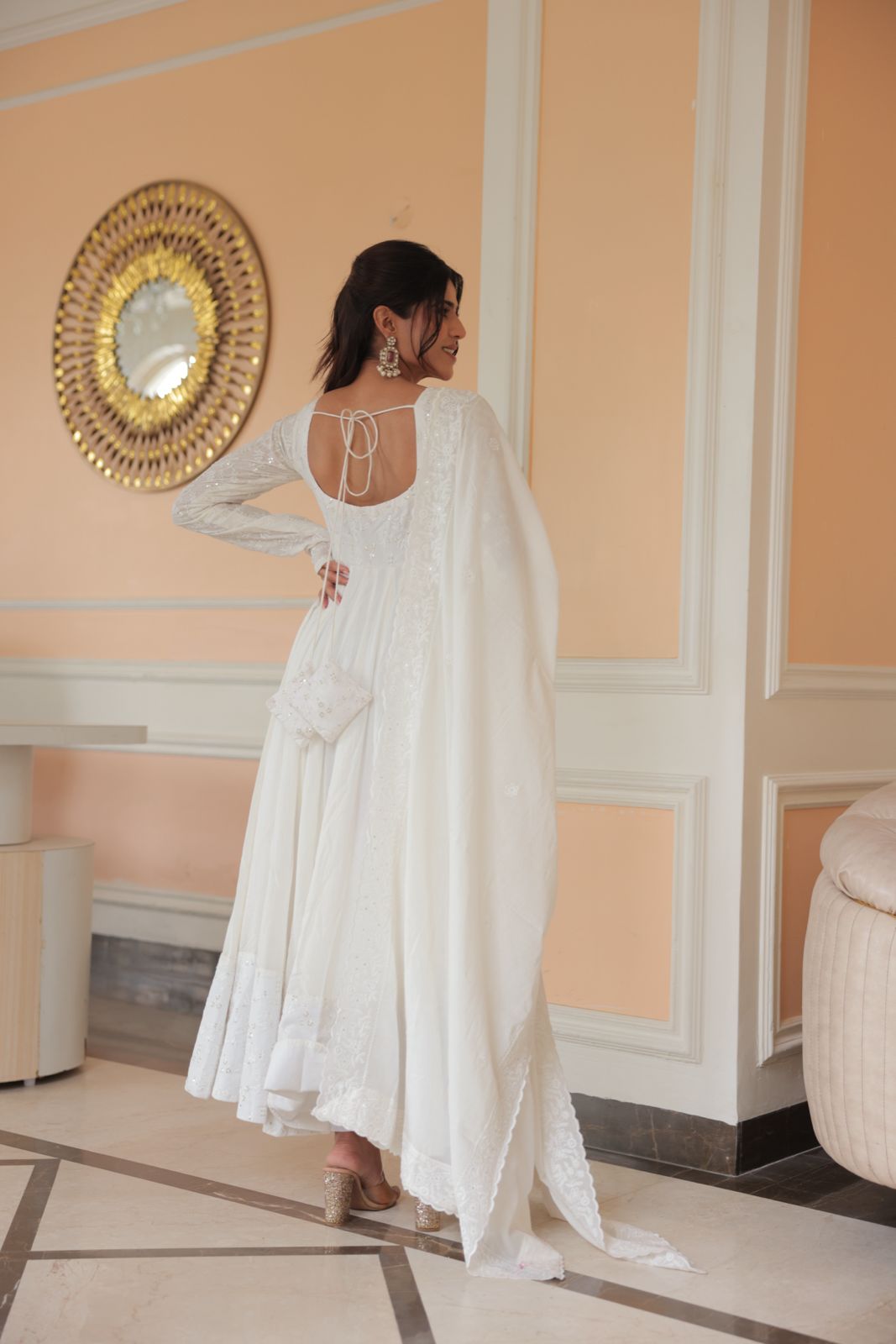 Beautiful Chikankari Fabric Anarkali Dress