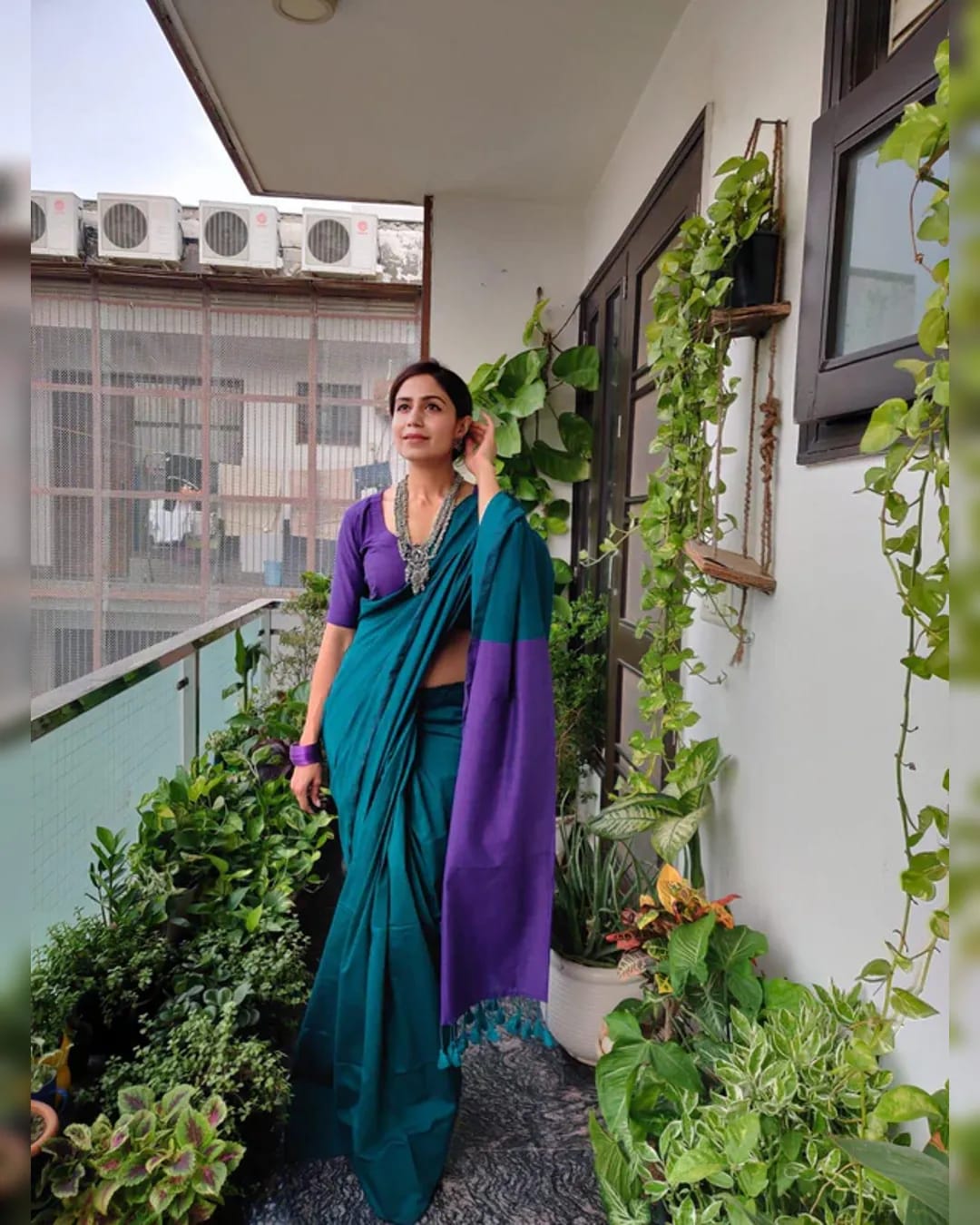 Handwoven Khadi Cotton Saree With Tassels