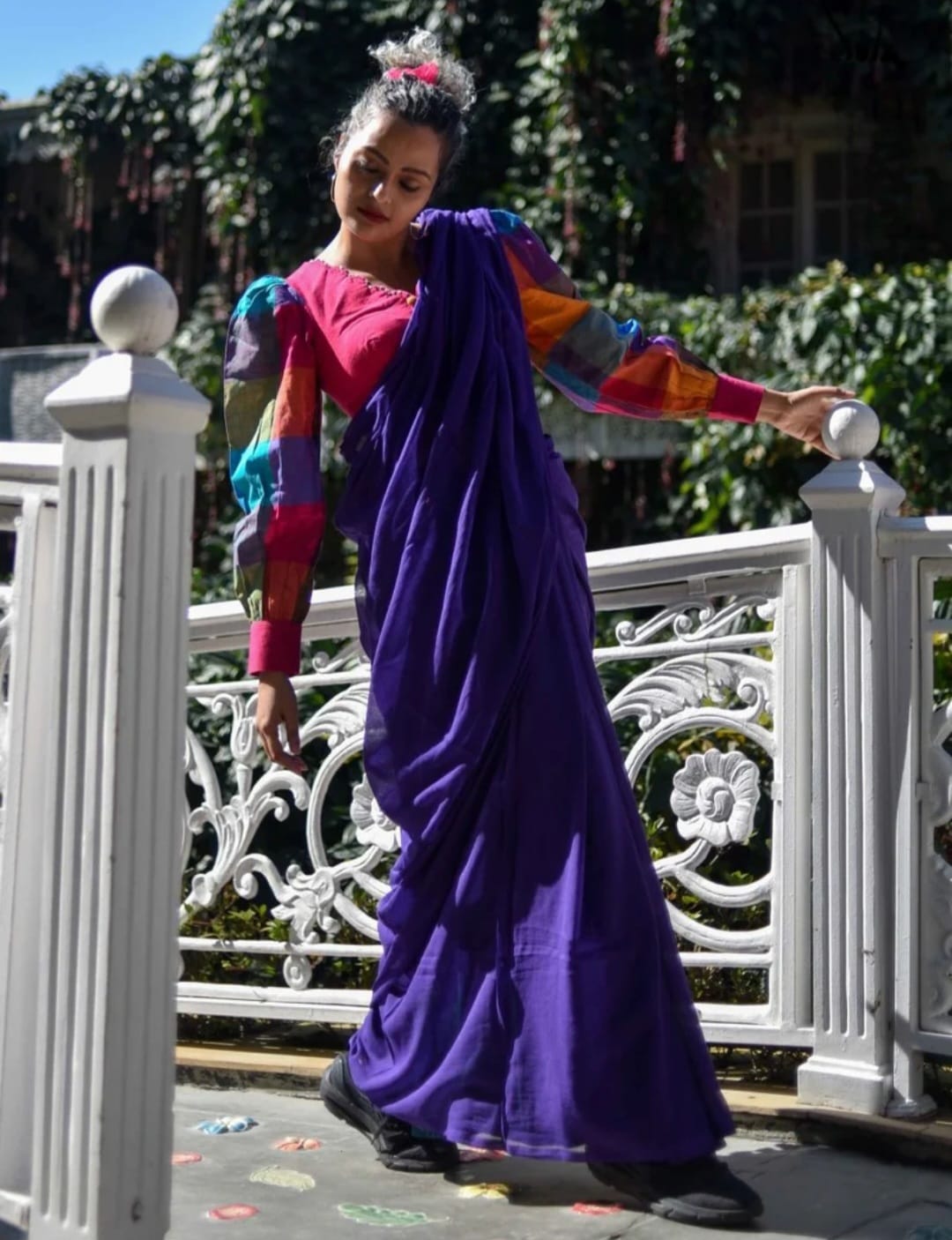 Handwoven Khadi Cotton Saree With Tassels
