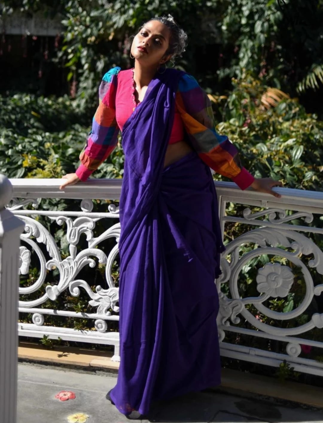 Handwoven Khadi Cotton Saree With Tassels